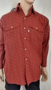 Mens Gaucho Print Burnt Orange Shirt Saddle pockets L