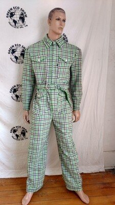 Wool {Plaid Jumpsuit L  flap pockets