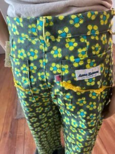Piped Flowered Bell Bottoms Pants Flair 29" W