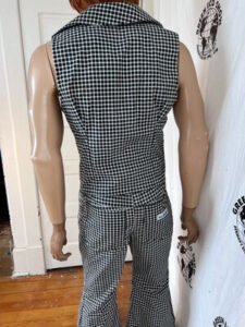 Mens Shirt pants set M-L  Black white check Bells