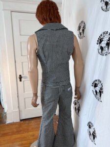 Mens Shirt pants set M-L  Black white check Bells