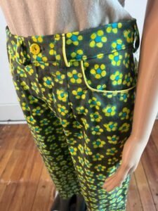 Piped Flowered Bell Bottoms Pants Flair 29" W