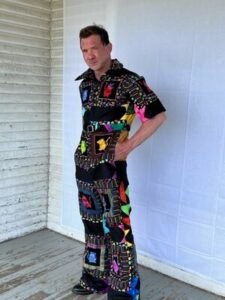 Quilt Cat Patchwork Jumpsuit  L By A Herman