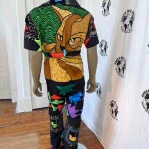Quilt Cat Patchwork Jumpsuit  L By A Herman