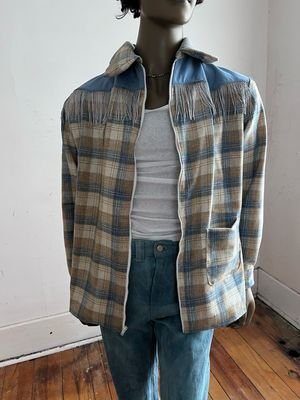 Mens Western Wool Plaid Jacket L