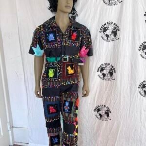 Quilt Cat Patchwork Jumpsuit  L By A Herman