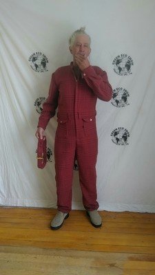 Mens Wool Check  Herringbone  flap Pockets Jumpsuit L X 32