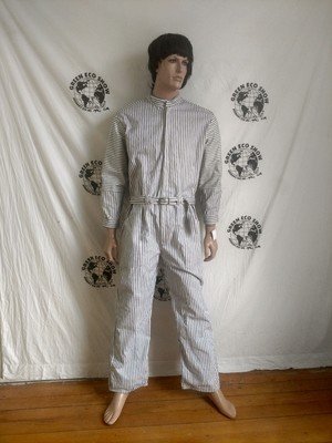 Denim Stripe Ticking Mens Jumpsuit L X 30 belted