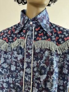 Blue Fringe Cowboy Shirt L