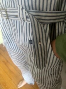 Denim Stripe Ticking Mens Jumpsuit L X 30 belted