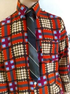 Mens Plaid Rayon Shirt L 