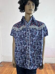 Blue Fringe Cowboy Shirt L