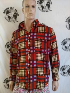 Mens Plaid Rayon Shirt L 