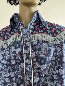 Blue Fringe Cowboy Shirt L