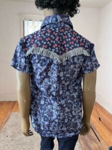 Blue Fringe Cowboy Shirt L