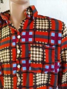 Mens Plaid Rayon Shirt L 