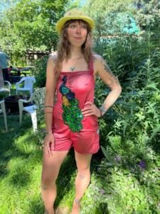 Bib Overals Jumpsuit  M to L Peacock by Anna Herman