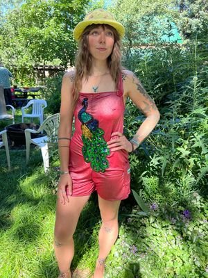 Bib Overals Jumpsuit  M to L Peacock by Anna Herman