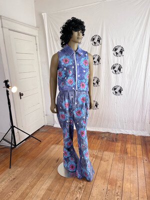 Mens Flowered Vest Suit 42 painted 34" W
