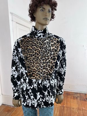 Cow Print Western Bib Shirt XL