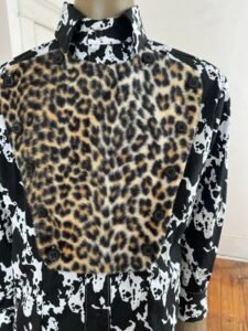 Cow Print Western Bib Shirt XL
