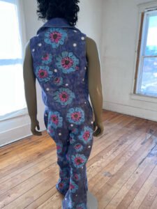 Mens Flowered Vest Suit 42 painted 34" W