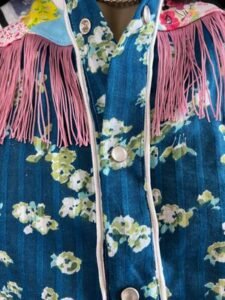 Mens Blue Cowboy Shirt L Fringe 