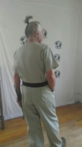 Mens Black Stripe Button up Jumpsuit L