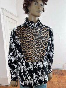 Cow Print Western Bib Shirt XL