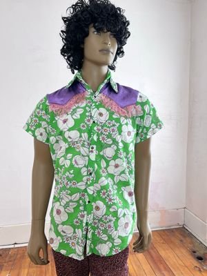Mens MCM Flower Power Western Shirt L