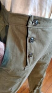 Olive Old World Double Fly Pants 34" cuffed