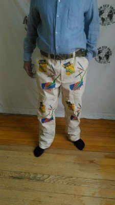 Canvas Crayon Pants XL 40  Repurposed bags