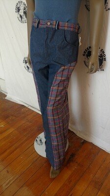 Mens Bell Jeans 34 Plaid  inserts Wide Leg