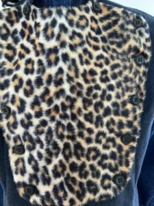 Cheetah Bib Denim Western Shirt L