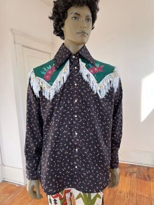 Cowboy Shirt fringe Embroidery Snaps XL