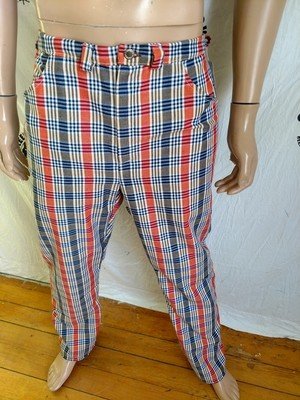Hermans Plaid Pants  Vtg Denim 34 X32 USA