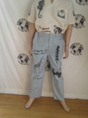 Mens Lt blue Endangered Species  Grafitti Pants  38 X 30 