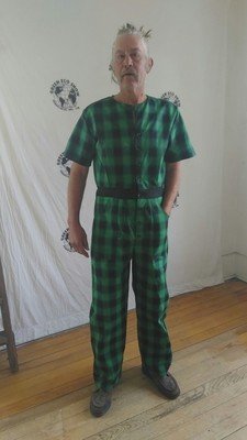 Mens Green Check Jumpsuit sz 40 M-L