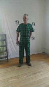 Mens Green Check Jumpsuit sz 40 M-L
