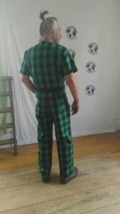 Mens Green Check Jumpsuit sz 40 M-L