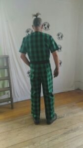 Mens Green Check Jumpsuit sz 40 M-L