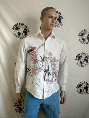 Mens Shirt Hand drawn Mexican People  L 