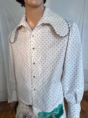 Mens Big Collar Horseshoes Shirt L Hermans