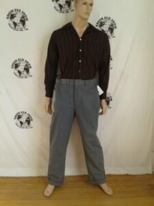 Mens Gray Organic cotton Pants 38" grown in USA Hand dyed