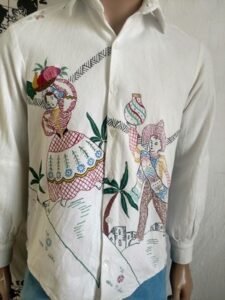 Mens Shirt Hand drawn Mexican People  L 