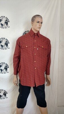 Mens Gaucho Print Burnt Orange Shirt Saddle pockets L