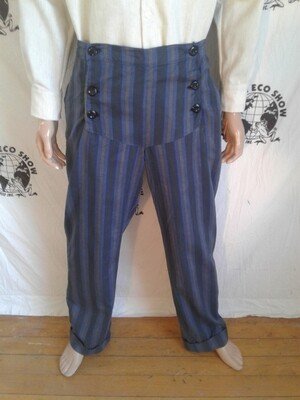 Mens Double Fly Steampunk  Striped Pants 38 X 32 