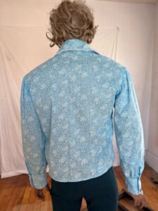 Mens Big Collar Shirt L by A Herman Blue