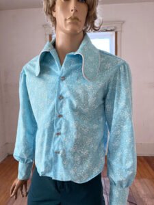 Mens Big Collar Shirt L by A Herman Blue