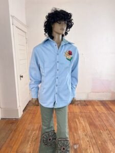 Sequen Flower Blue Shirt L 